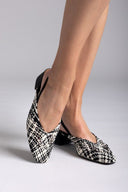 Mules με πλεκτό σχέδιο CORINA - Λευκό/Μαύρο - thefashionproject.gr - CORINA