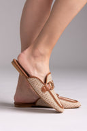 Mules με πλεκτό σχέδιο ERYNN - Κάμελ - thefashionproject.gr - ERYNN