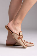 Mules με πλεκτό σχέδιο ERYNN - Κάμελ - thefashionproject.gr - ERYNN