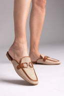 Mules με πλεκτό σχέδιο ERYNN - Κάμελ - thefashionproject.gr - ERYNN