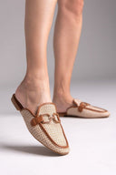 Mules με πλεκτό σχέδιο ERYNN - Κάμελ - thefashionproject.gr - ERYNN