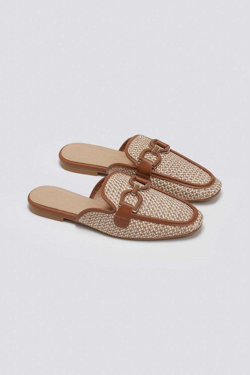 Mules με πλεκτό σχέδιο ERYNN - Κάμελ - thefashionproject.gr - ERYNN