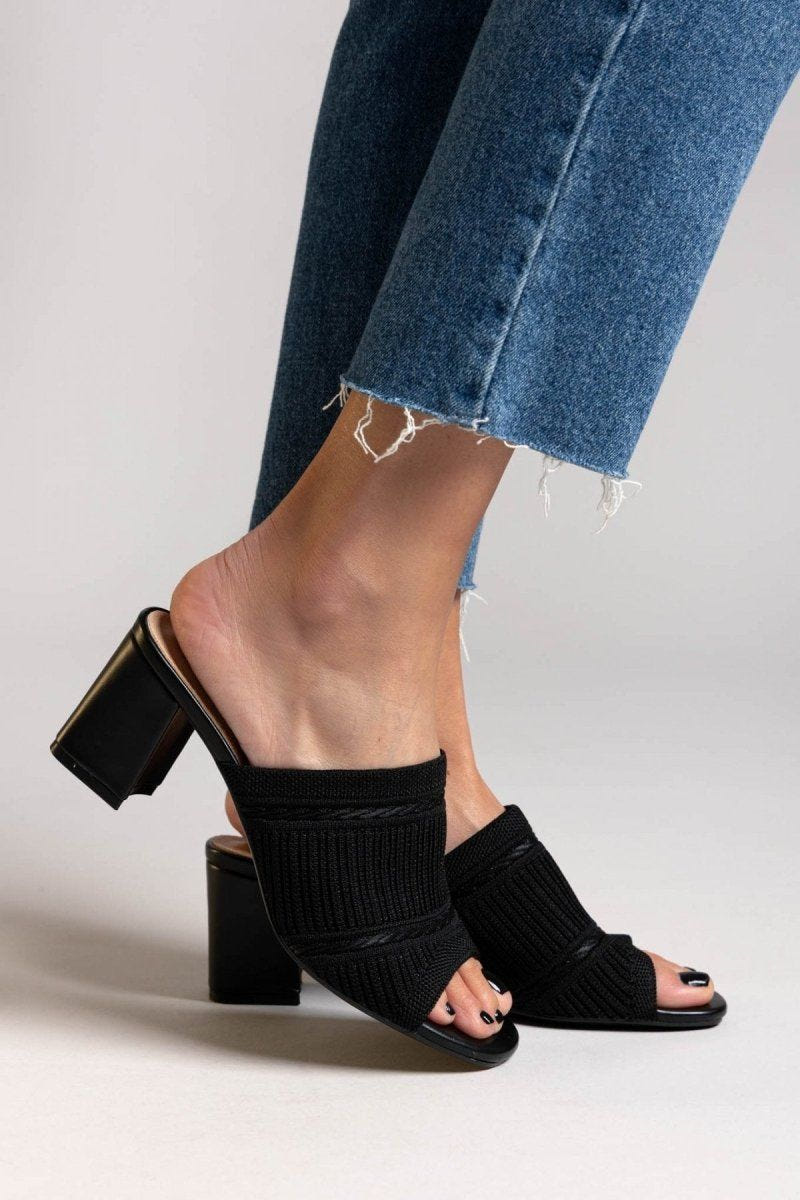 Mules με πλεκτό σχέδιο ERYNN - Μαύρο - thefashionproject.gr - ERYNN