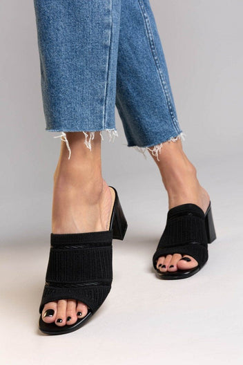 Mules με πλεκτό σχέδιο ERYNN - Μαύρο - thefashionproject.gr - ERYNN