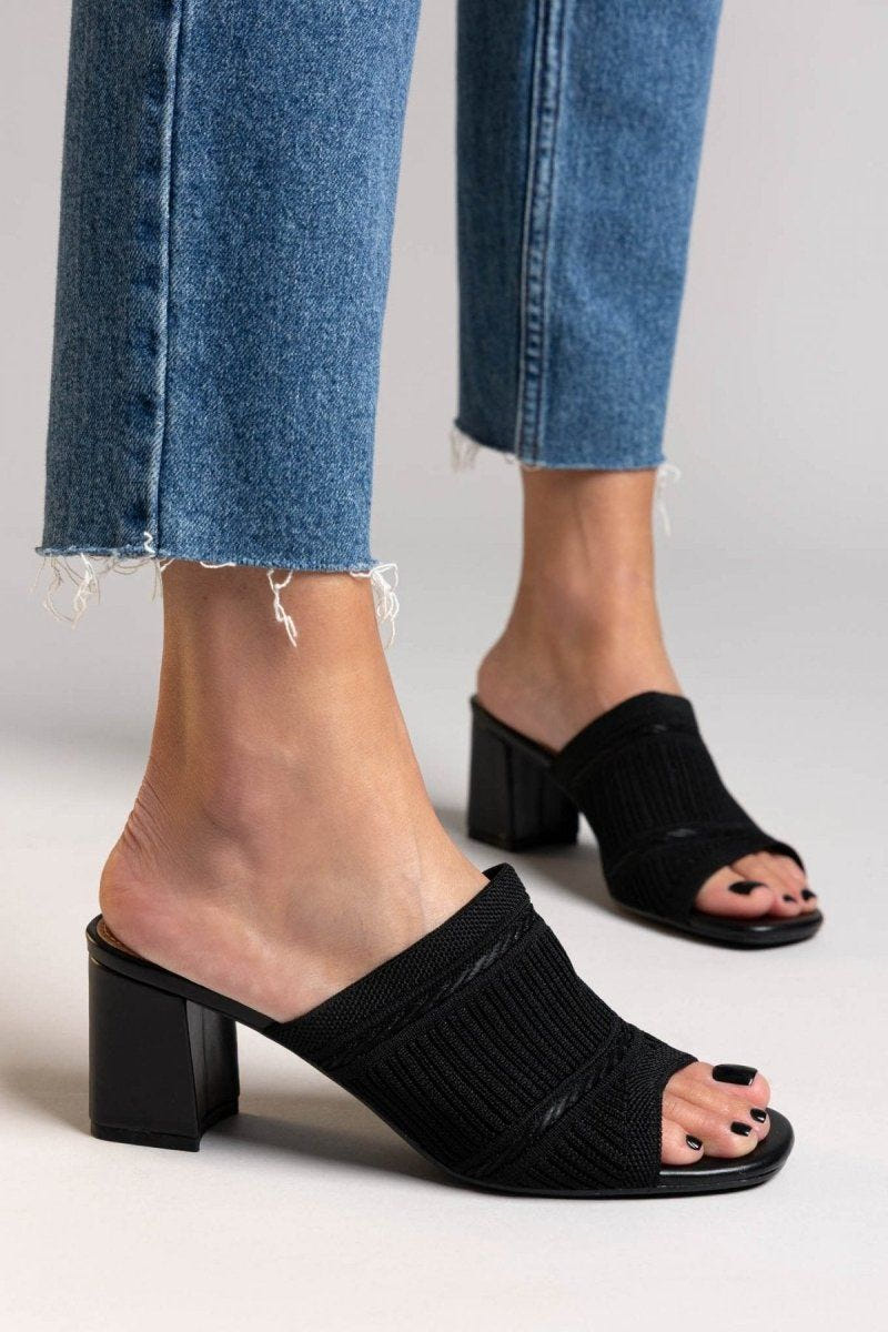 Mules με πλεκτό σχέδιο ERYNN - Μαύρο - thefashionproject.gr - ERYNN