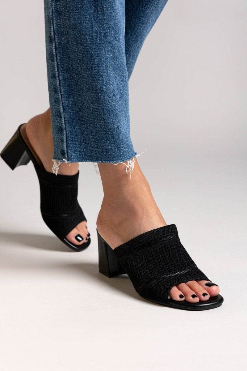 Mules με πλεκτό σχέδιο ERYNN - Μαύρο - thefashionproject.gr - ERYNN