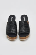 Mules με ψάθινη φάσα Refresh 172703 - Μαύρο - thefashionproject.gr - Refresh