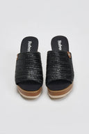 Mules με ψάθινη φάσα Refresh 172703 - Μαύρο - thefashionproject.gr - Refresh