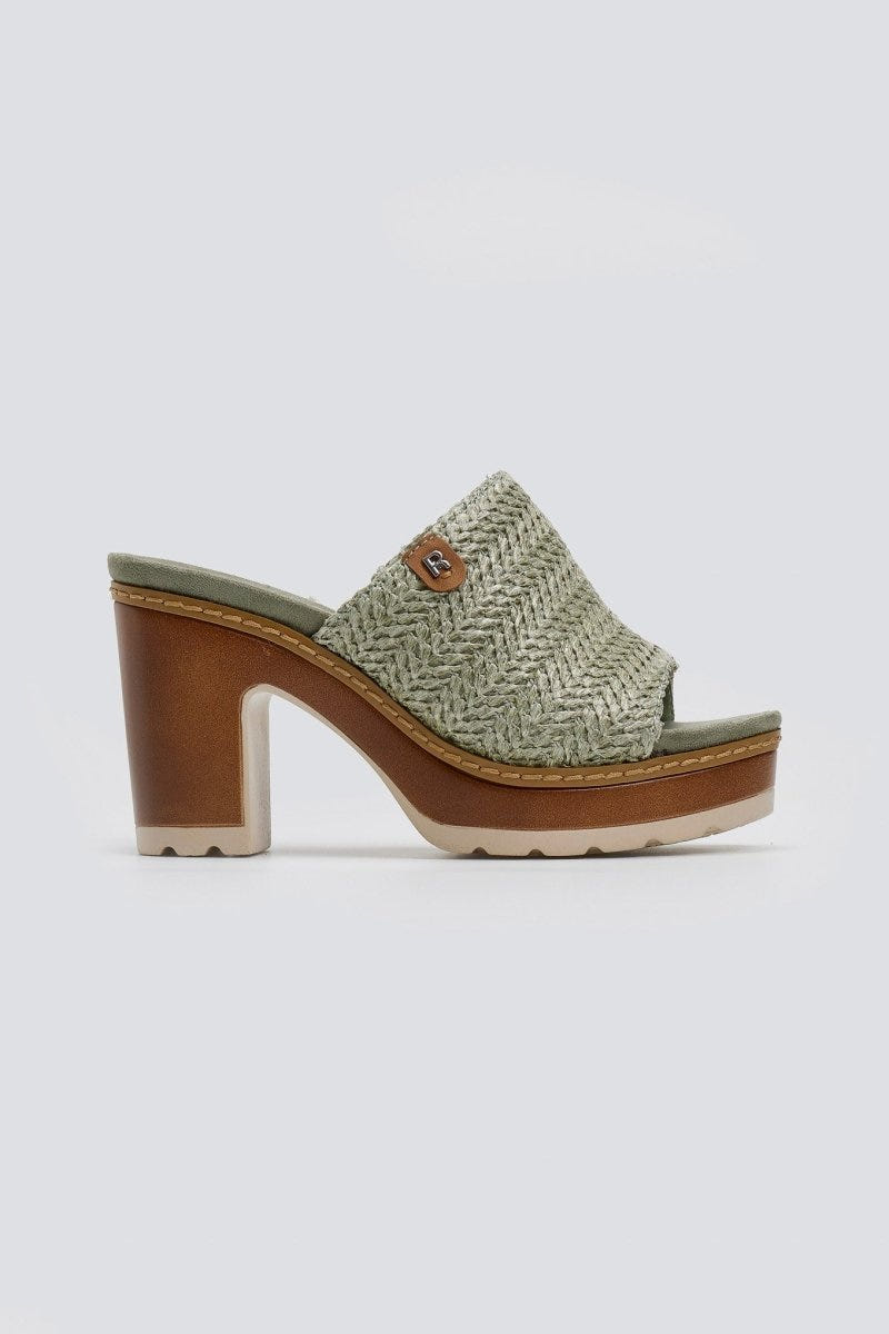 Mules με ψάθινη φάσα Refresh 172703 - Μέντα - thefashionproject.gr - Refresh
