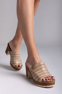Mules με ψάθινη φάσα Refresh 172703 - Τάουπε - thefashionproject.gr - Refresh