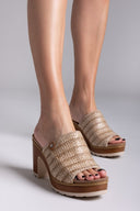 Mules με ψάθινη φάσα Refresh 172703 - Τάουπε - thefashionproject.gr - Refresh