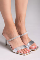 Mules με στρας λουράκι TFP - Ασημί - thefashionproject.gr - TFP