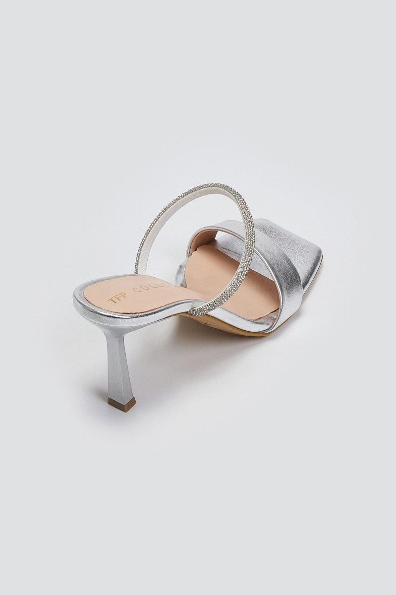 Mules με στρας λουράκι TFP - Ασημί - thefashionproject.gr - TFP