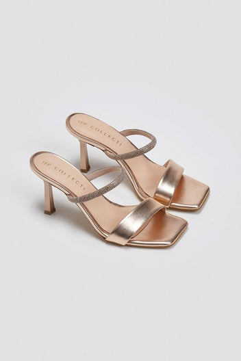 Mules με στρας λουράκι TFP - Χαλκός - thefashionproject.gr - TFP