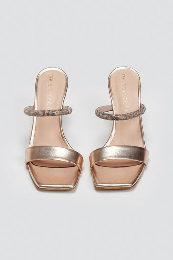 Mules με στρας λουράκι TFP - Χαλκός - thefashionproject.gr - TFP