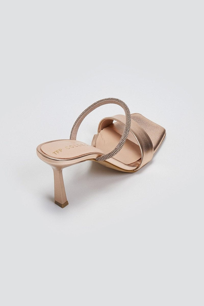 Mules με στρας λουράκι TFP - Χαλκός - thefashionproject.gr - TFP