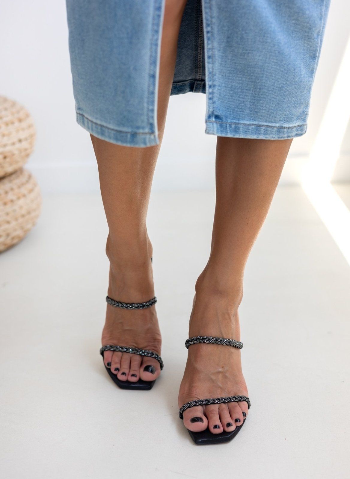 Mules με στρας TFP - Μαύρο - thefashionproject.gr - TFP