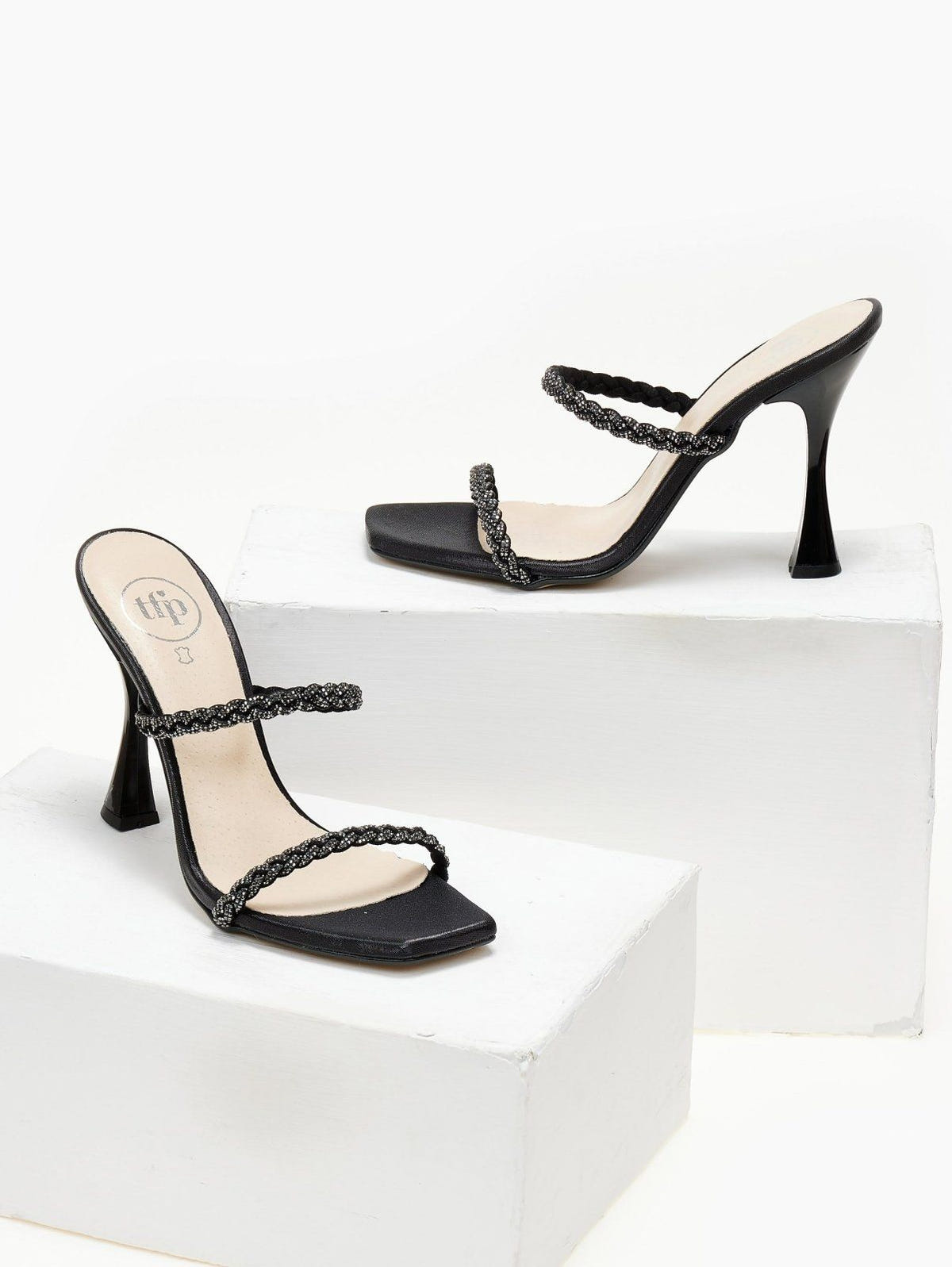 Mules με στρας TFP - Μαύρο - thefashionproject.gr - TFP