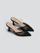 Mules μυτερά με διακριτικά στρας ERYNN - Μαύρο - thefashionproject.gr - ERYNN