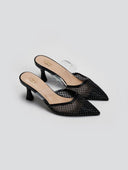 Mules μυτερά με διακριτικά στρας ERYNN - Μαύρο - thefashionproject.gr - ERYNN