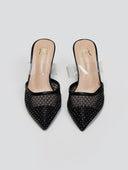 Mules μυτερά με διακριτικά στρας ERYNN - Μαύρο - thefashionproject.gr - ERYNN