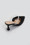 Mules μυτερά με διακριτικά στρας ERYNN - Μαύρο - thefashionproject.gr - ERYNN