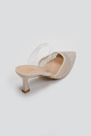 Mules μυτερά με διακριτικά στρας ERYNN - Nude - thefashionproject.gr - ERYNN