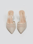 Mules μυτερά με διακριτικά στρας ERYNN - Nude - thefashionproject.gr - ERYNN