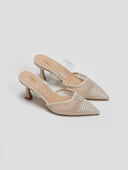 Mules μυτερά με διακριτικά στρας ERYNN - Nude - thefashionproject.gr - ERYNN