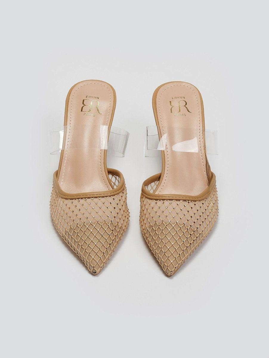 Mules μυτερά με διακριτικά στρας ERYNN - Τάουπε - thefashionproject.gr - ERYNN
