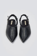 Mules μυτερά με frilled λάστιχο CORINA - Μαύρο - thefashionproject.gr - CORINA