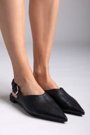 Mules μυτερά με frilled λάστιχο CORINA - Μαύρο - thefashionproject.gr - CORINA