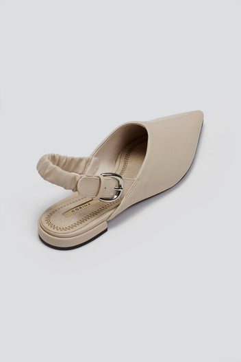 Mules μυτερά με frilled λάστιχο CORINA - Μπεζ - thefashionproject.gr - CORINA