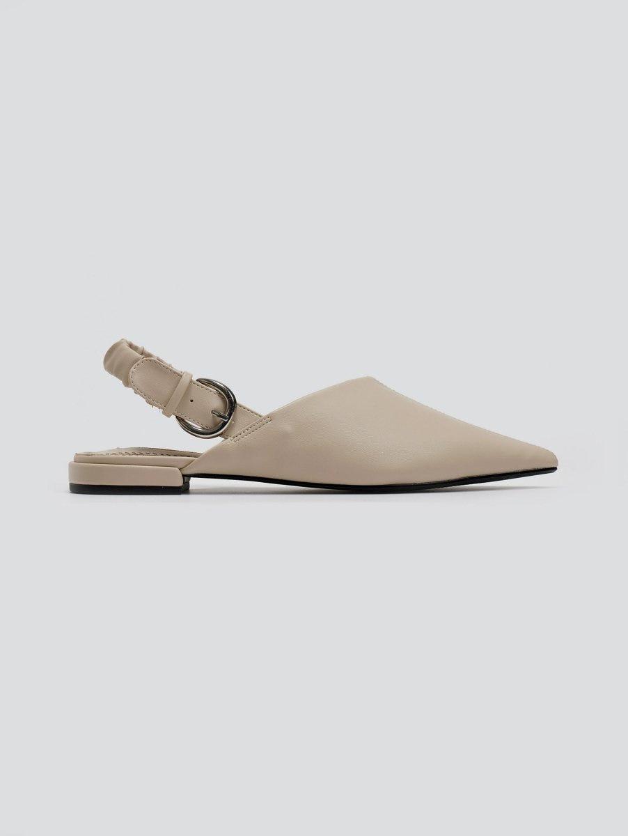 Mules μυτερά με frilled λάστιχο CORINA - Μπεζ - thefashionproject.gr - CORINA