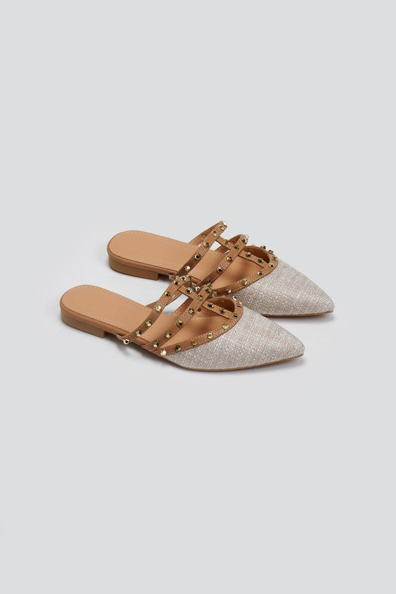 Mules μυτερά με τρουκς ERYNN - Μπεζ - thefashionproject.gr - ERYNN