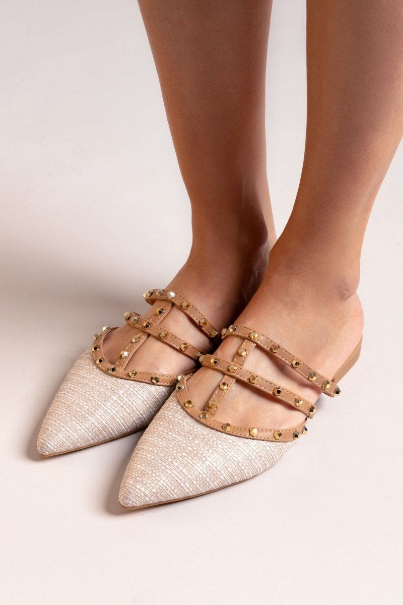 Mules μυτερά με τρουκς ERYNN - Μπεζ - thefashionproject.gr - ERYNN