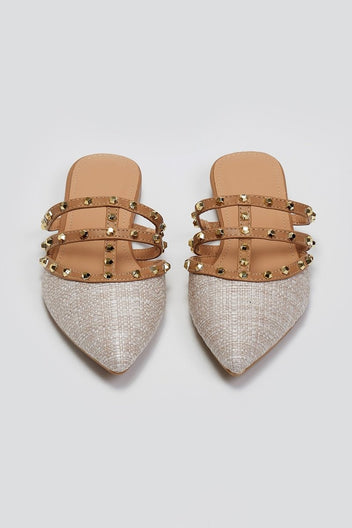 Mules μυτερά με τρουκς ERYNN - Μπεζ - thefashionproject.gr - ERYNN