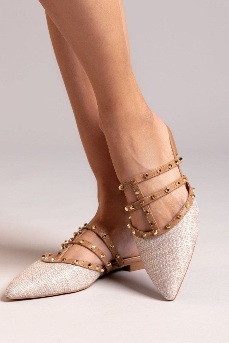 Mules μυτερά με τρουκς ERYNN - Μπεζ - thefashionproject.gr - ERYNN