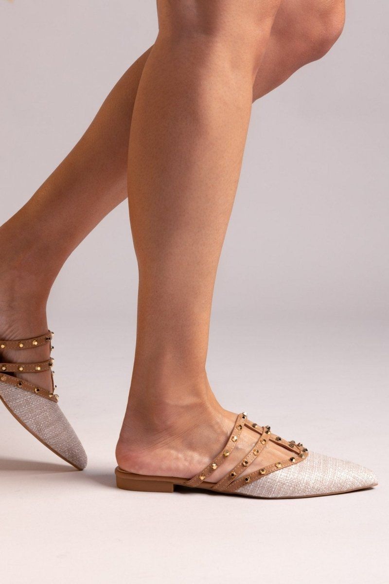 Mules μυτερά με τρουκς ERYNN - Μπεζ - thefashionproject.gr - ERYNN