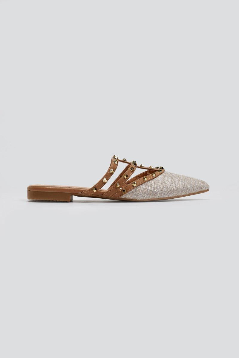 Mules μυτερά με τρουκς ERYNN - Μπεζ - thefashionproject.gr - ERYNN