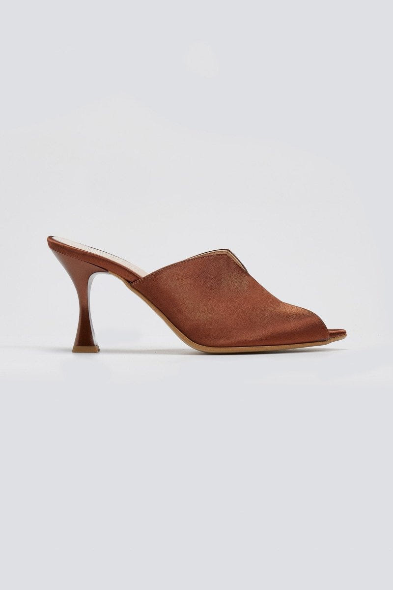 Mules σατέν με άνοιγμα Tfp - Μπρονζέ - thefashionproject.gr - TFP