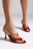 Mules σατέν με άνοιγμα Tfp - Μπρονζέ - thefashionproject.gr - TFP
