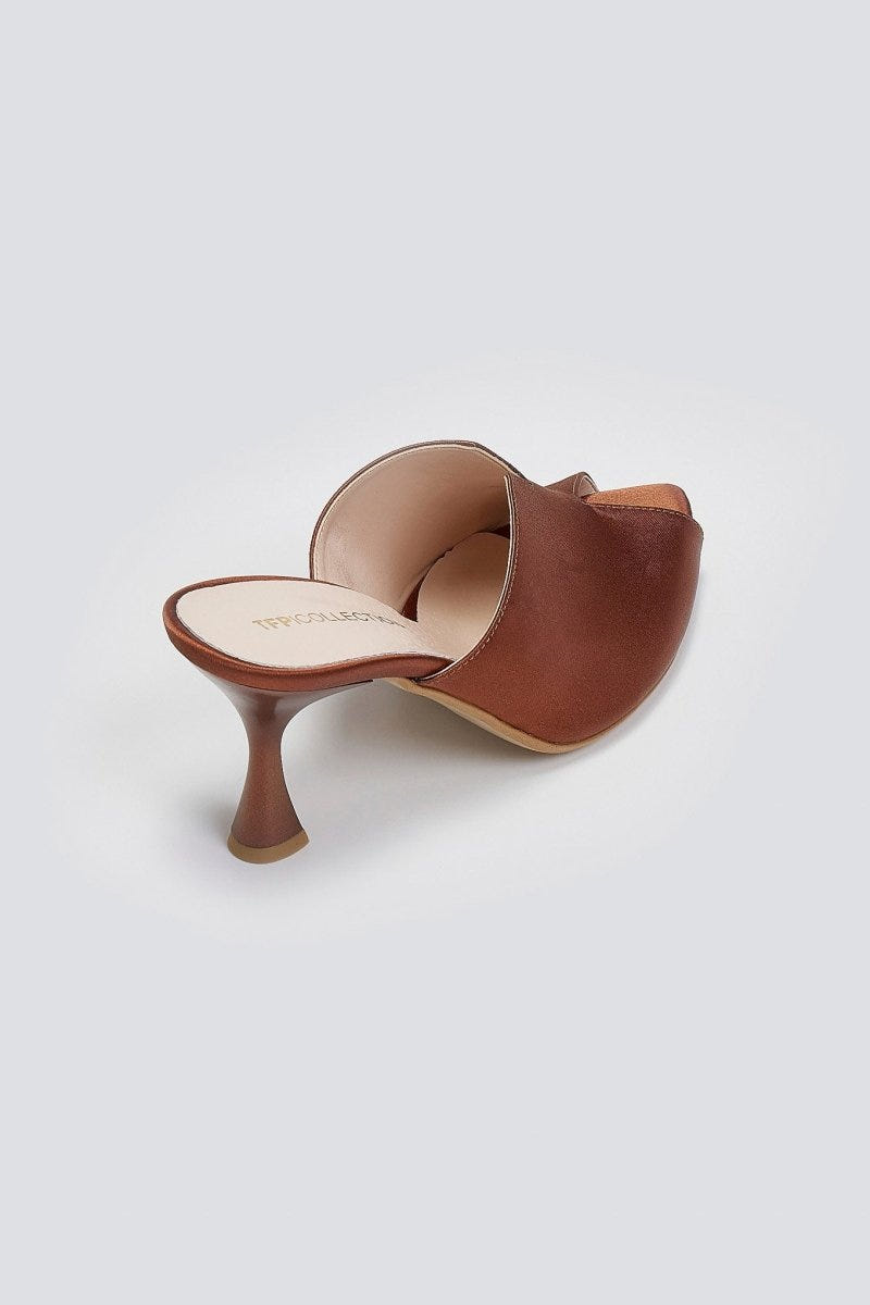 Mules σατέν με άνοιγμα Tfp - Μπρονζέ - thefashionproject.gr - TFP