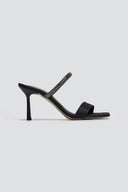 Mules σατέν με στρας λουράκι TFP - Μαύρο - thefashionproject.gr - TFP