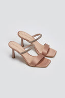 Mules σατέν με στρας λουράκι TFP - Nude - thefashionproject.gr - TFP