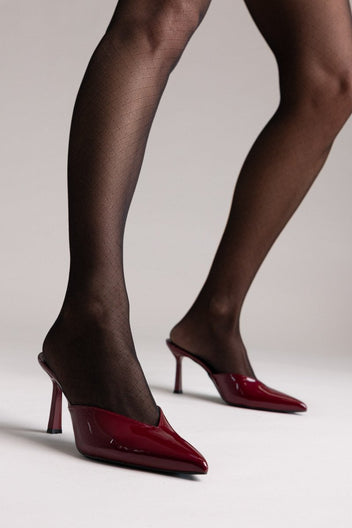 Mules Stiletto V Cut TFP - Bordeaux Patent - thefashionproject.gr - TFP