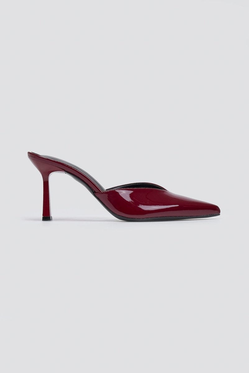 Mules Stiletto V Cut TFP - Bordeaux Patent - thefashionproject.gr - TFP