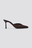 Mules Stiletto V Cut TFP - Brown Suede - thefashionproject.gr - TFP