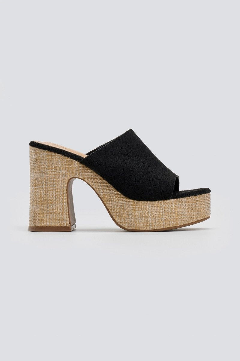 Mules suede με ψάθα στη σόλα ERYNN - Μαύρο - thefashionproject.gr - ERYNN