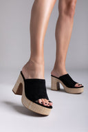 Mules suede με ψάθα στη σόλα ERYNN - Μαύρο - thefashionproject.gr - ERYNN